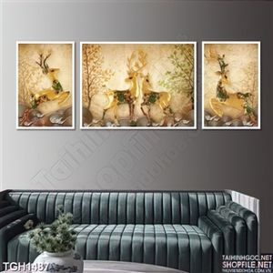 Tranh ghép hươu décor treo tường