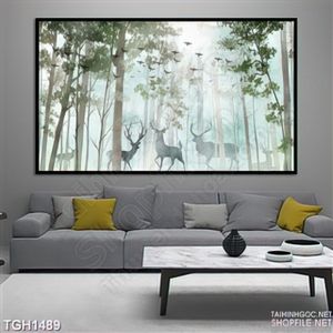 Tranh đàn hươu và rừng cây