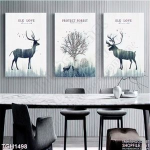 Tranh chú hươu và rừng cây