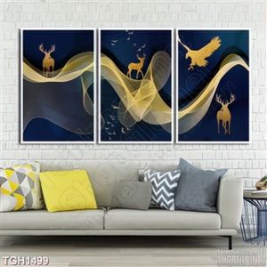 Tranh canvas trừu tượng hươu và chim