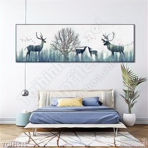 Tranh đàn hươu và rừng cây décor