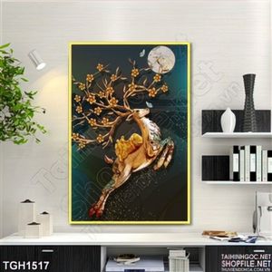 Tranh trang trí hươu sừng hoa