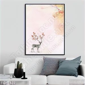 Tranh sơn dầu hươu trang trí đẹp