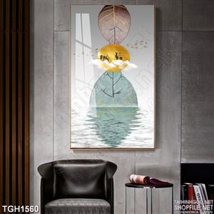 Tranh ghép nghệ thuật sắp đặt lá và hươu
