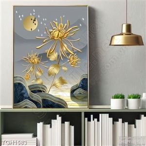 Tranh nghệ thuật hoa và sông núi