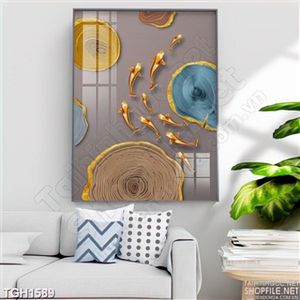 Tranh trang trí tường đàn cá vàng nghệ thuật