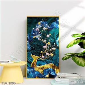 Tranh ghép hươu vàng sừng hoa