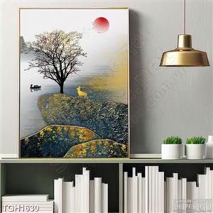 Tranh phong cảnh hươu và biển