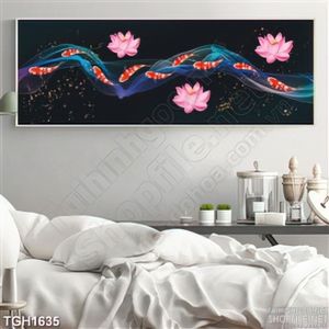 Tranh cá chép và hoa sen nghệ thuật