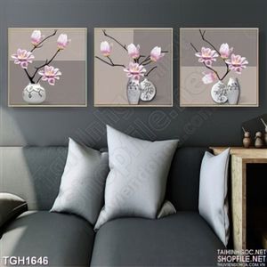 Tranh ghép bình hoa 3 tấm