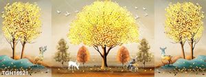 Tranh treo phòng khách đẹp ghép bộ