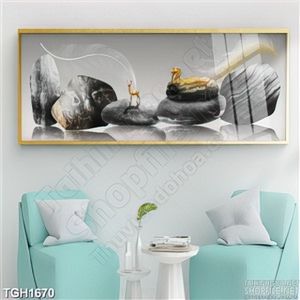 Tranh ghép đá trang trí- lông vũ và hươu