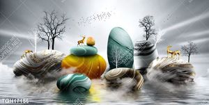 Tranh treo tường 3D đẹp cho phòng khách hiện đại