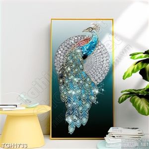 Tranh treo tường chim công đính đá