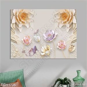 Tranh ghép lụa hoa và cá