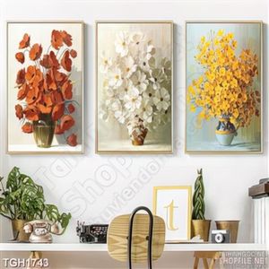 Tranh ghép bình hoa treo tường 3 tấm