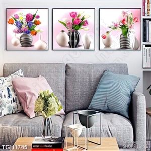 Tranh ghép dán tường bình hoa đẹp