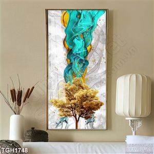 Tranh treo tường hiện đại hươu nai và cây