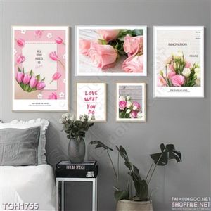 Bộ tranh ghép psd hoa treo tường