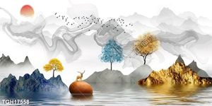 Tranh treo phòng khách đẹp ghép bộ