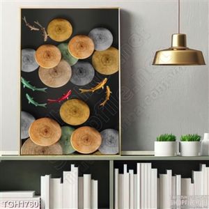Tranh trang trí tường hình khối và đàn cá