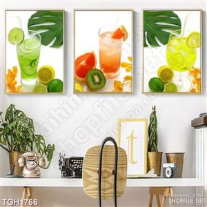 Tranh ghép 3 tấm nước ép trái cây