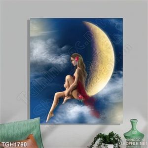 Tranh ghép cô gái trên mặt trăng