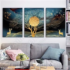 Tranh ghép cây vàng dưới ánh trăng