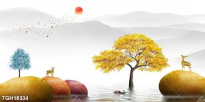 Tranh treo phòng khách đẹp ghép bộ