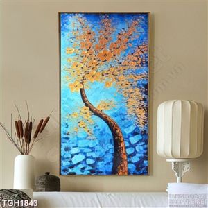 Tranh ghép sơn dầu cây hoa vàng
