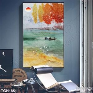 Tranh sơn dầu chiếc thuyền trên sông