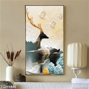 Tranh hươu treo tường nghệ thuật