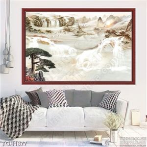 Tranh phong cảnh sông núi thư pháp