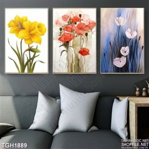 Tranh sơn dầu trang trí hoa treo tường