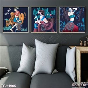 Tranh ghép 4d 3 cô gái vector đẹp