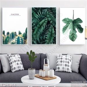 Tranh ghép lá và xương rồng