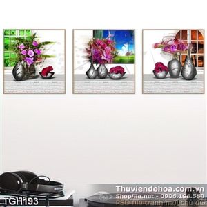 Tranh ghép hoa bên cửa sổ 3d wall