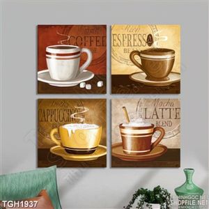 Tranh ghép 4 tấm cà phê treo tường