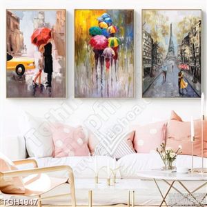 Tranh sơn dầu phong cảnh trời mưa