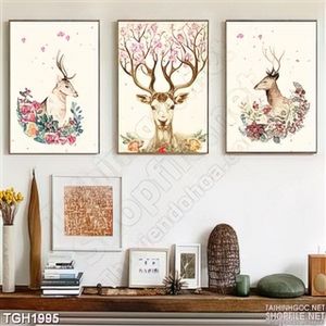 Tranh ghép màu hươu sừng dễ thương