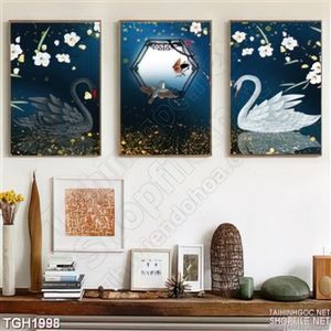 Tranh ghép lồng đèn và thiên nga