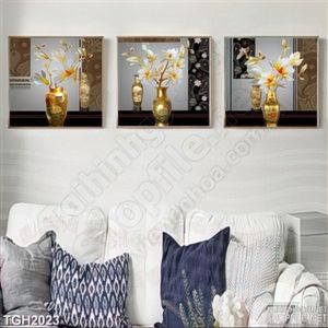 Tranh bình hoa 3 tấm trang trí