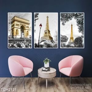 Tranh ghép decor những dòng người dưới chân tháp eiffel