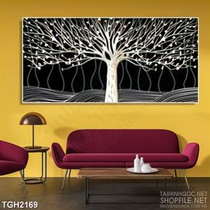 Tranh ghép nghệ thuật tán cây cổ thụ đang đâm chồi nảy lộc