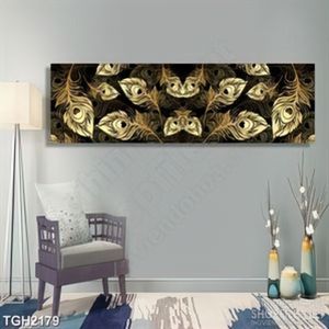 Tranh ghép decor những chiếc lông vũ vàng óng treo tường