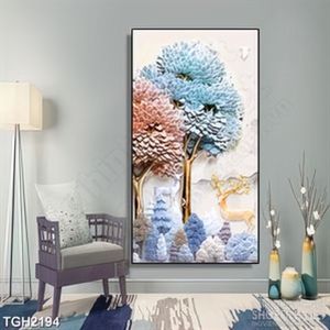 Tranh ghép khu rừng rậm những tán lá xanh treo tường 5d