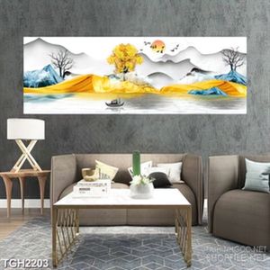 Tranh ghép decor những ngọn đồi dáp vàng bên dòng sông