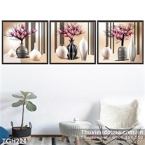 Tranh ghép wall bình hoa  3d in uv