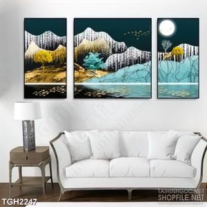 Tranh ghép in 3d chú hươu lẻ loi trong rừng phủ màn đêm