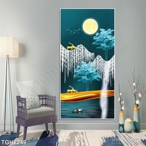 Tranh ghép nghệ thuật khu rừng già và đàn hươu treo tường